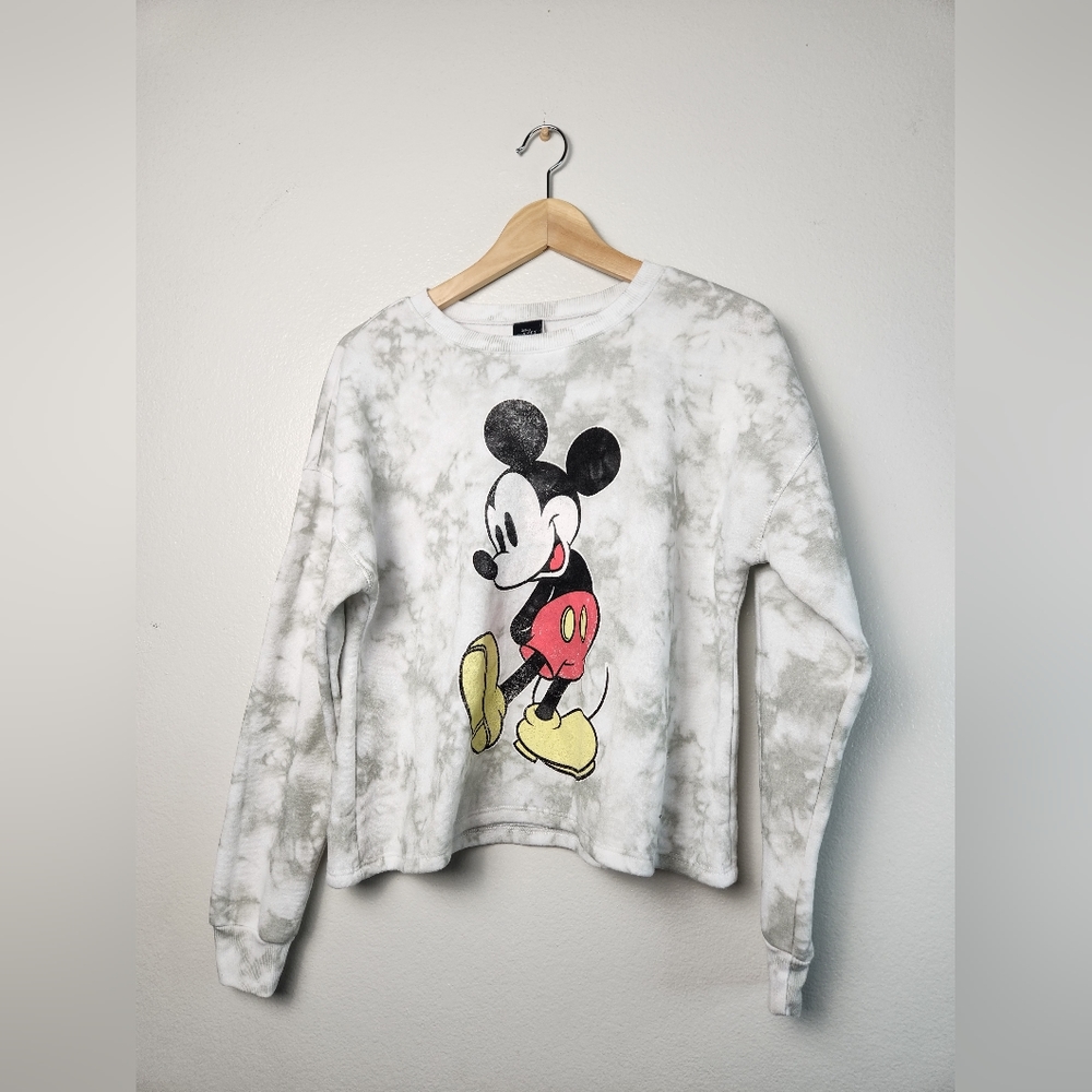 Mickey Mouse Jerry Leigh Cropped Gray Sweater Size Small